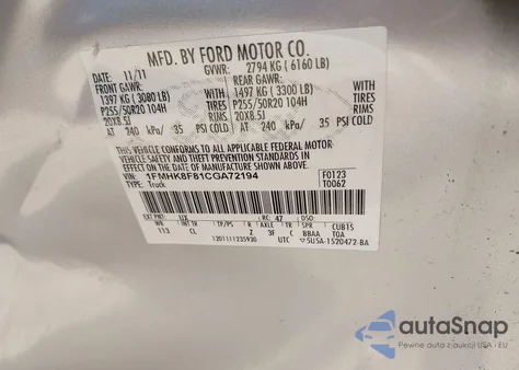 2012 Ford Explorer Limited z USA, uszkodzony, nr VIN 1FMHK8F81CGA72194